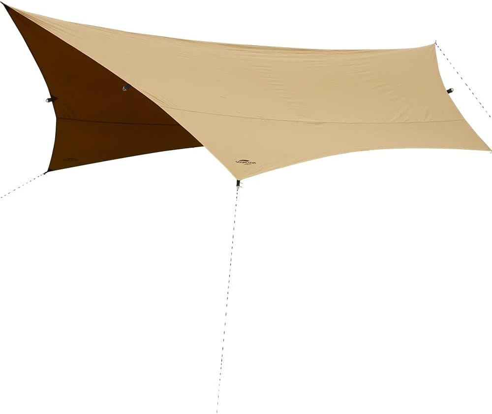 ポリコットンTC製遮熱性タープ 5.7m x 5.0m 焚き火可 アウトドアサンシェード