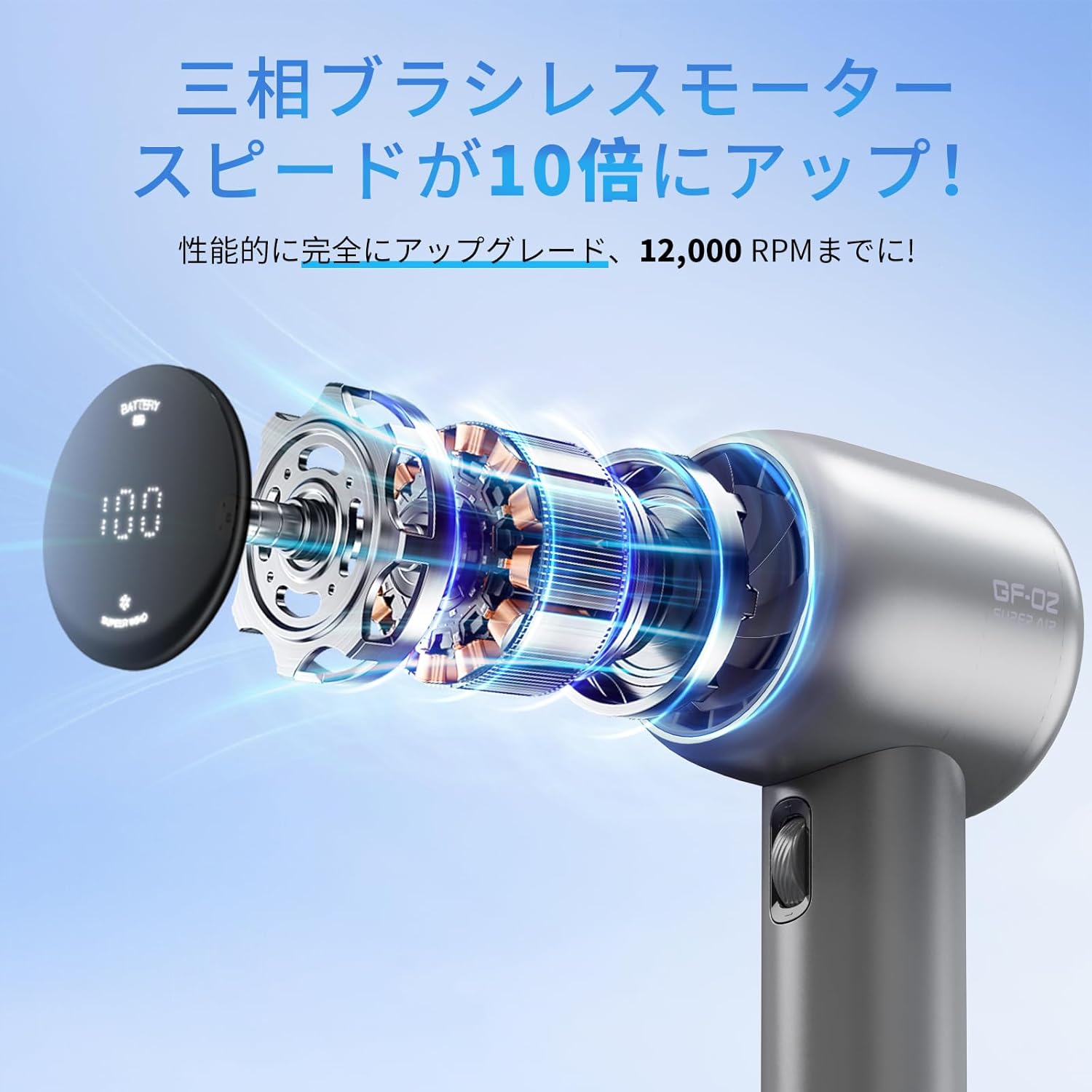 【冷却対策に最適な携帯扇風機】Hosiakly 超高速ハンディファン USB-C充電式 3500mAh 最長21時間稼働 グレー