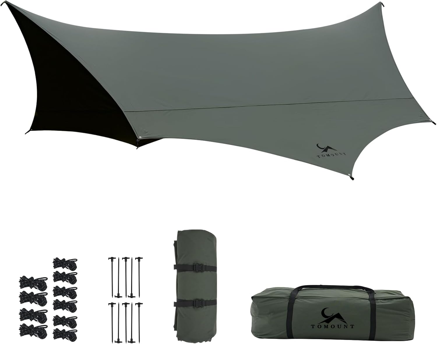 焚き火対応ポリコットンタープ 八角形 5m 遮光・遮熱・難燃 グリーン