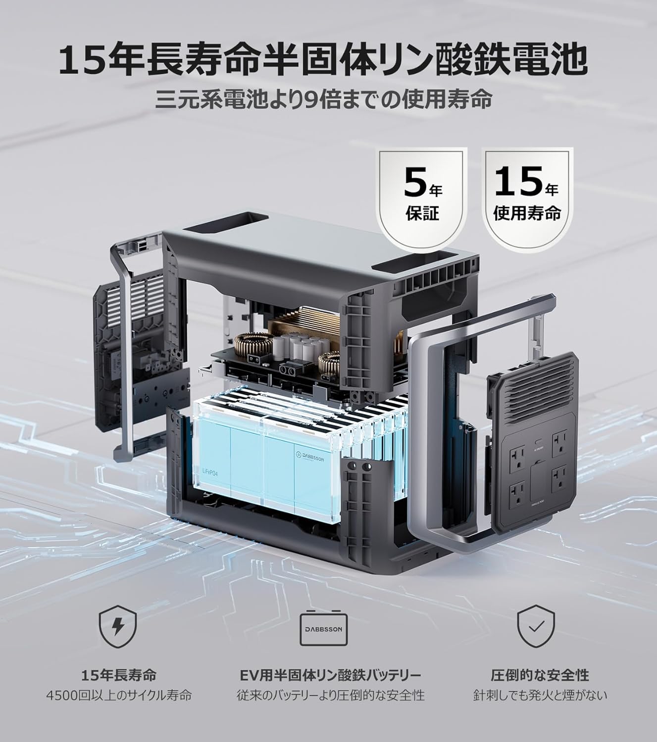 ポータブル電源セット DBS1300 - 半固体リン酸鉄リチウム 120Wソーラーパネル付き 9460Wh容量拡張対応 PSE認証済