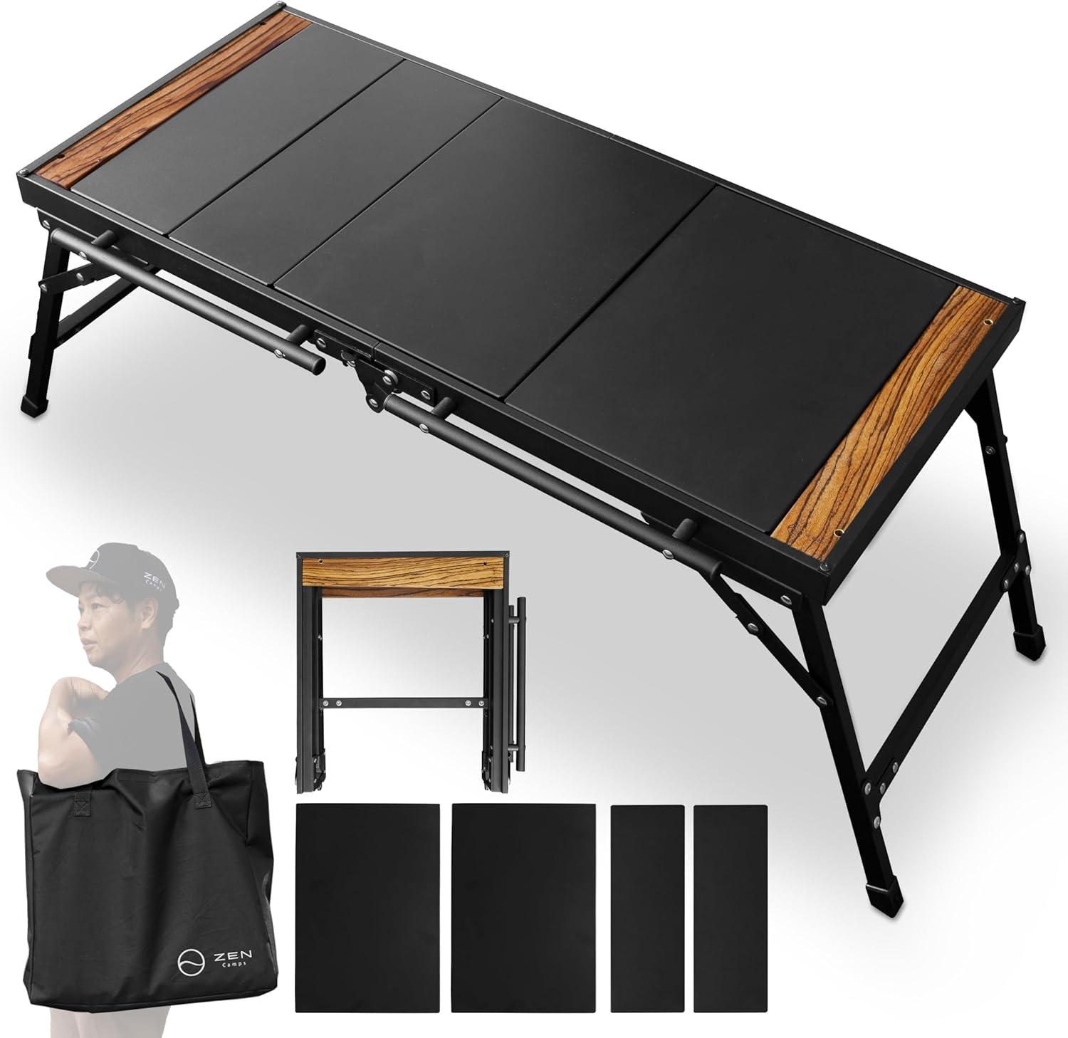 軽量折り畳みキャンプテーブル ZEN Camps FoldFlex 正方形 収納袋付き