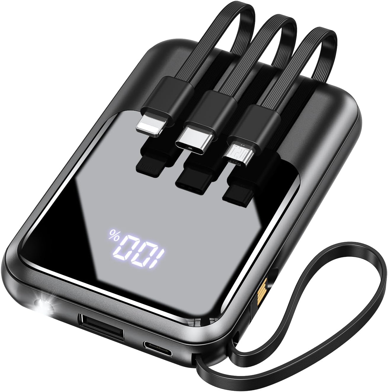 超軽量22000mAhモバイルバッテリー4台同時充電対応・急速充電・LCD表示 (ブラック)