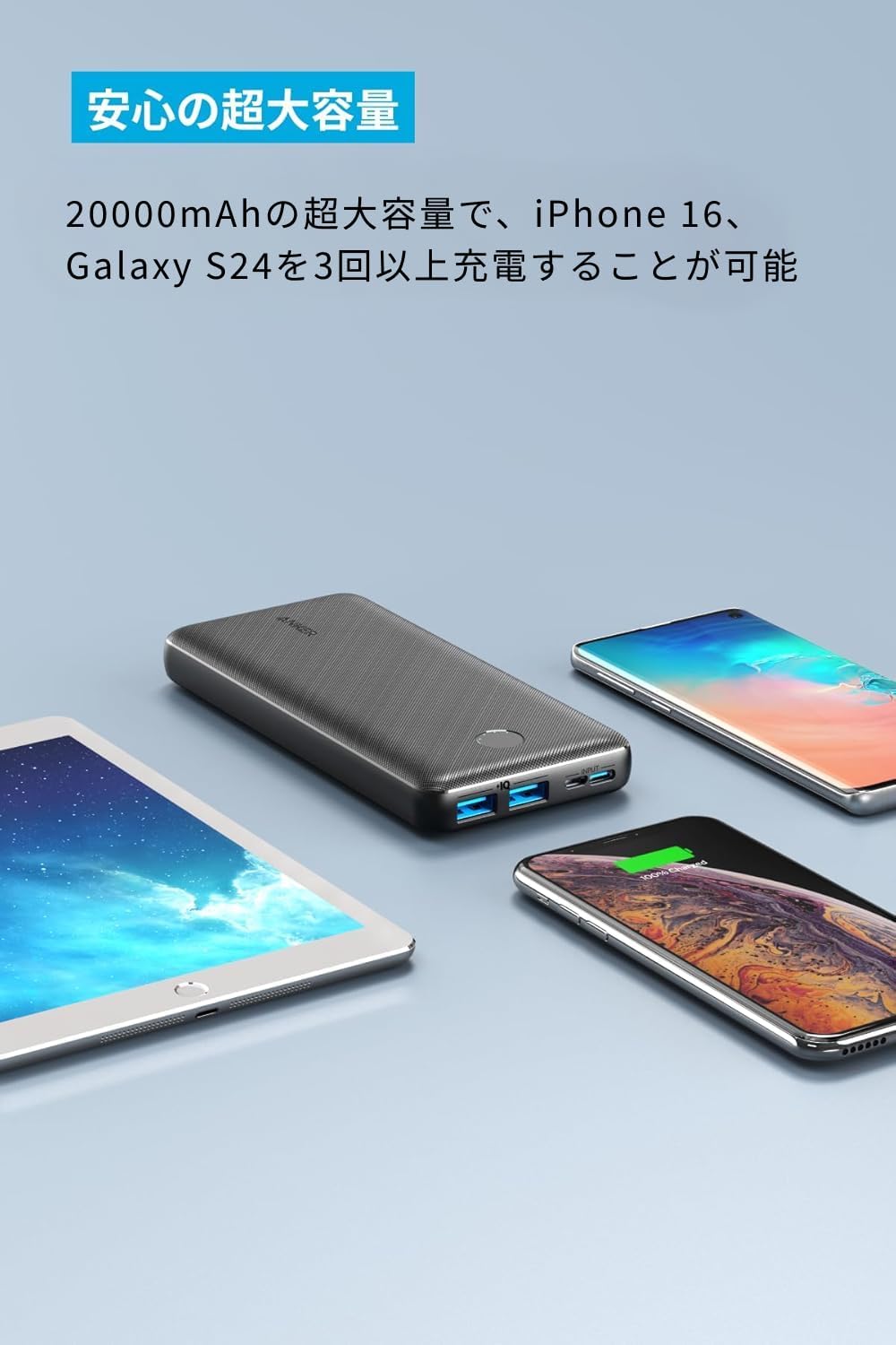 Anker PowerCore Essential 20000mAh モバイルバッテリー 【USB-C入力/PSE適合】【PowerIQ】 iPhone/iPad/Android対応 (ブラック)