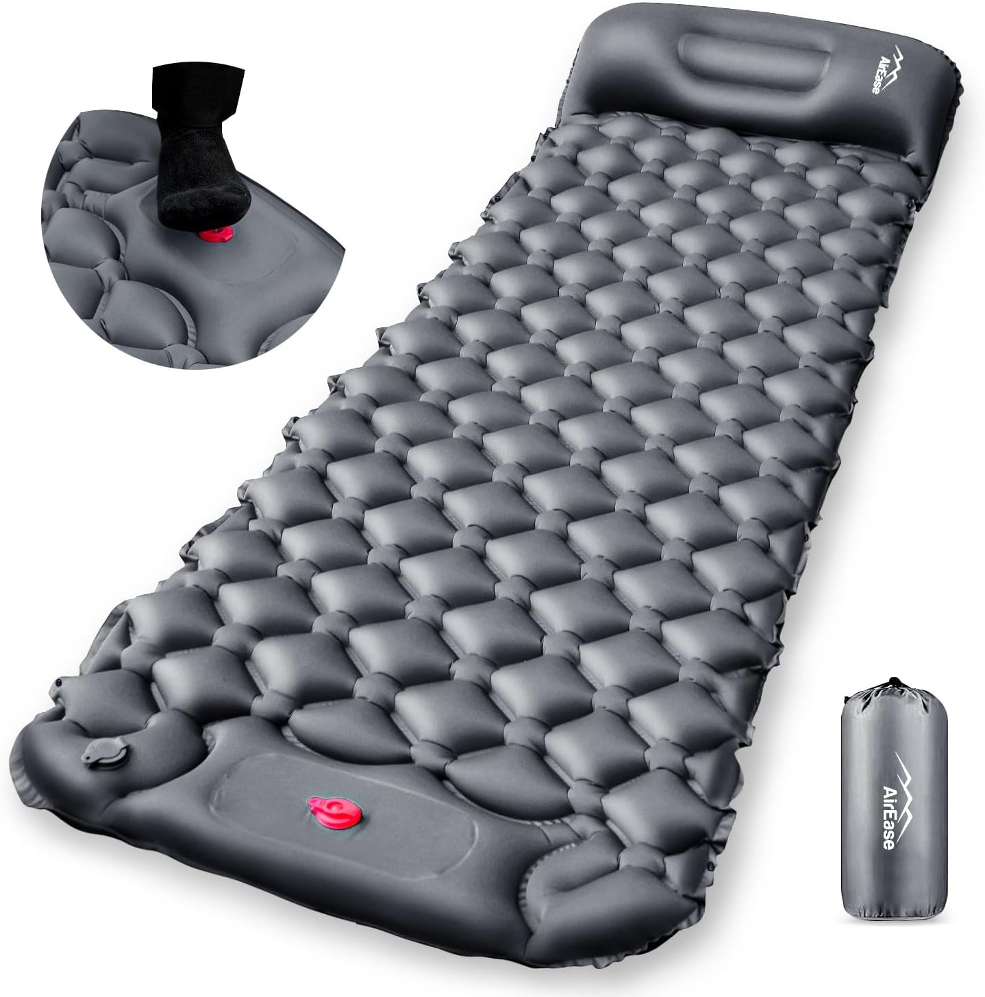 2025年新モデル エアーマット キャンプ用 超軽量 R値4.0 10cm厚 膨張25秒 枕付き 収納袋付き