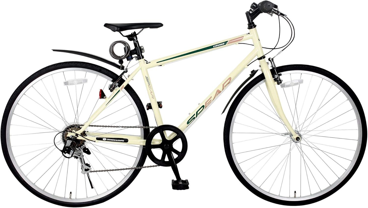 自転車 700C タイヤ フェンダー付き LEDライト&ロックセット 6速シフター 160cm以上対応