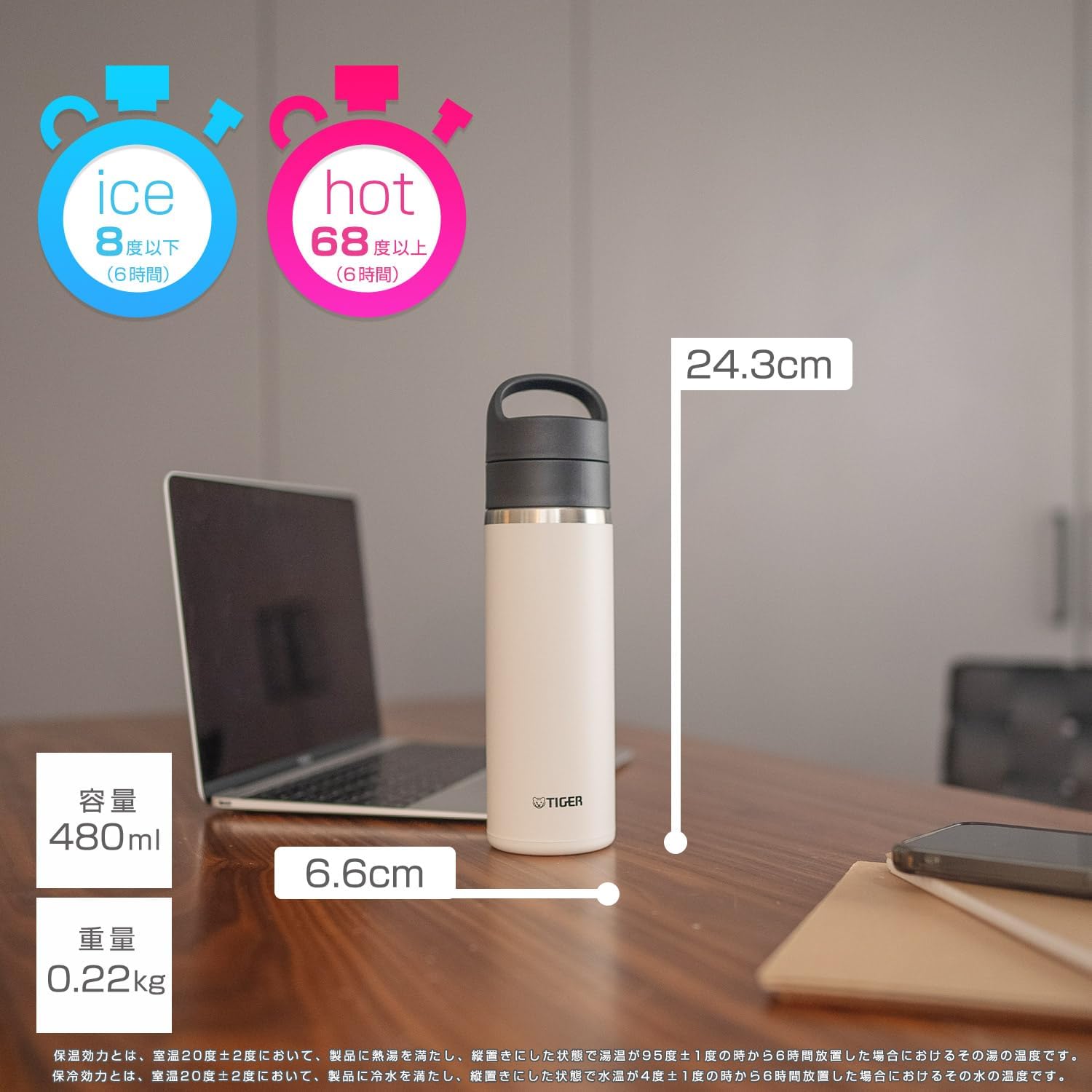 真空断熱炭酸ボトル 480ml イーグレットホワイト