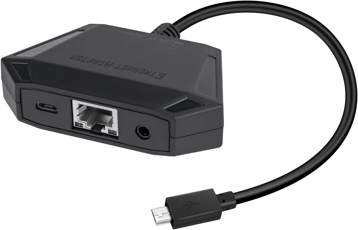 Fire TV スティック対応 イーサネットアダプタ Micro USB LAN変換 10/100 Mbps - ブラック