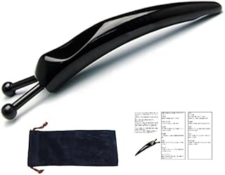 天然牛角かたつむりかっさ棒 顔用・つぼ押し両用タイプ (黒牛)
