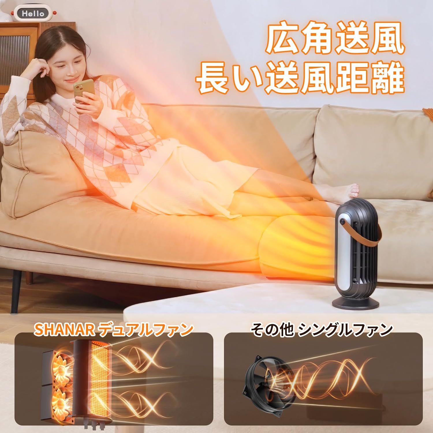 セラミックファンヒーター 小型 電気ストーブ 省エネ 暖房器具 高性能 7時間タイマー付き