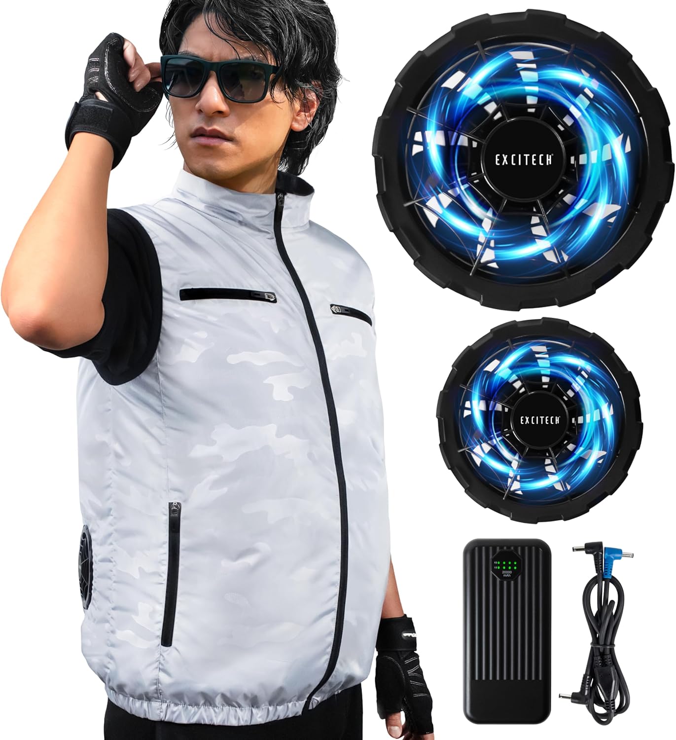 空調作業服ベスト ファンバッテリーセット 20,000mAh 静音 メンズ・レディース用