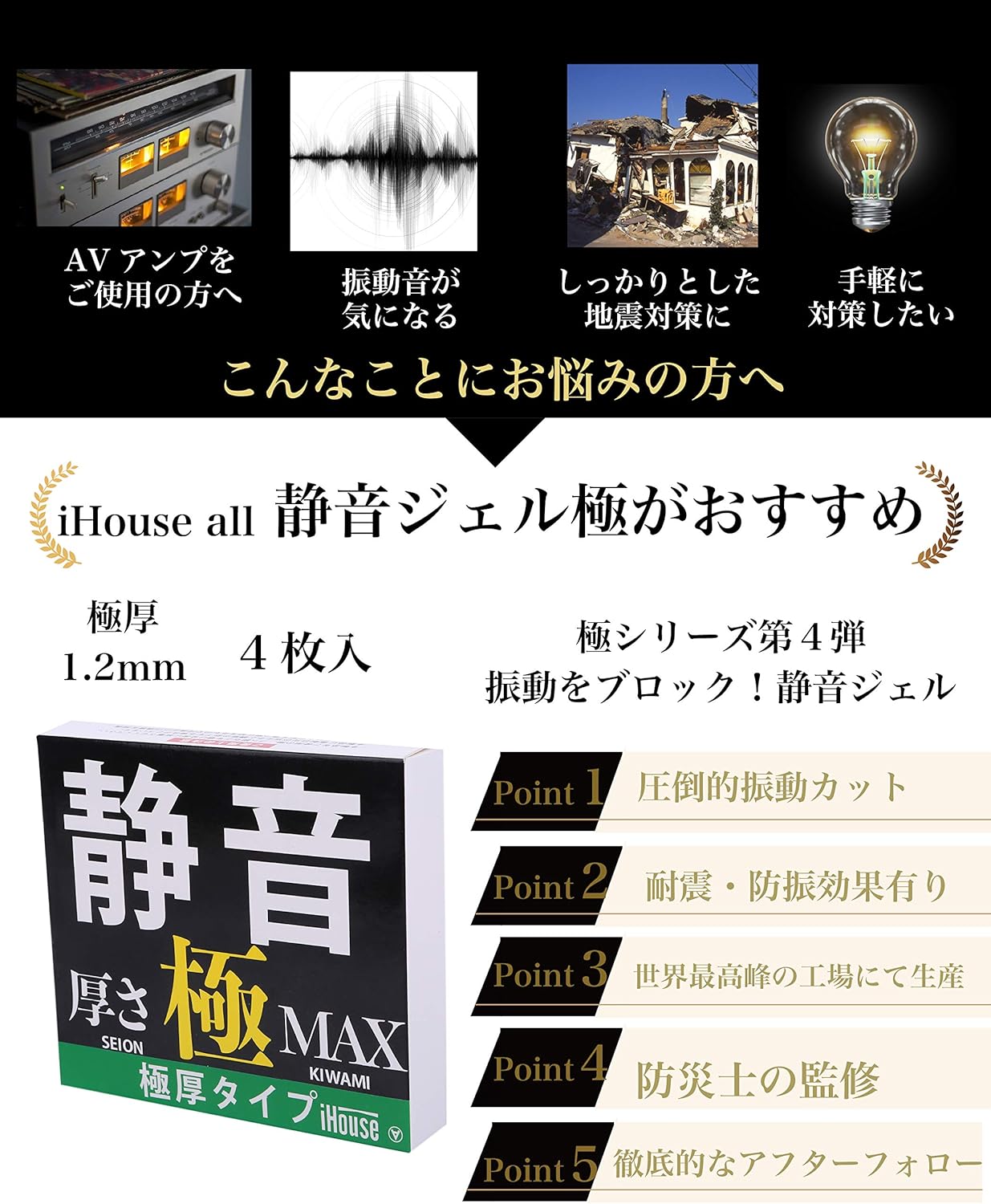 防音・振動吸収マット 防災士監修 静音ジェルパッド 震災対策用