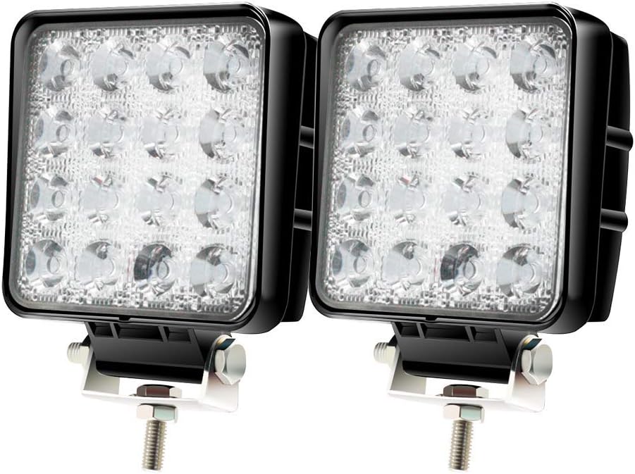 防水・防塵・耐震48W LEDワークライト 6000K 3360LM トラック/建築機械用 2個セット