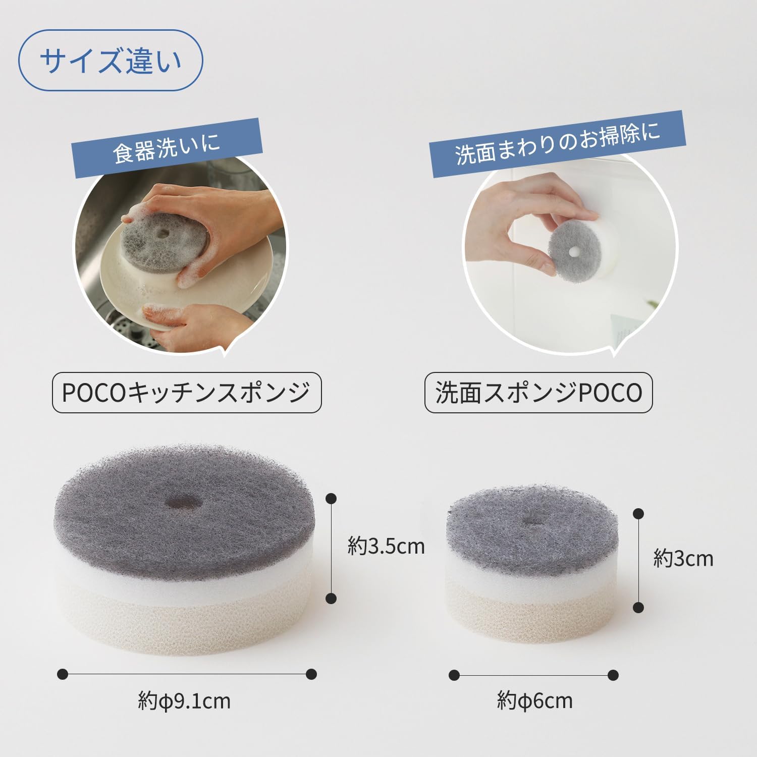 洗面所用スポンジリフィル2個入り POCO（浮かせる収納・ホワイト）