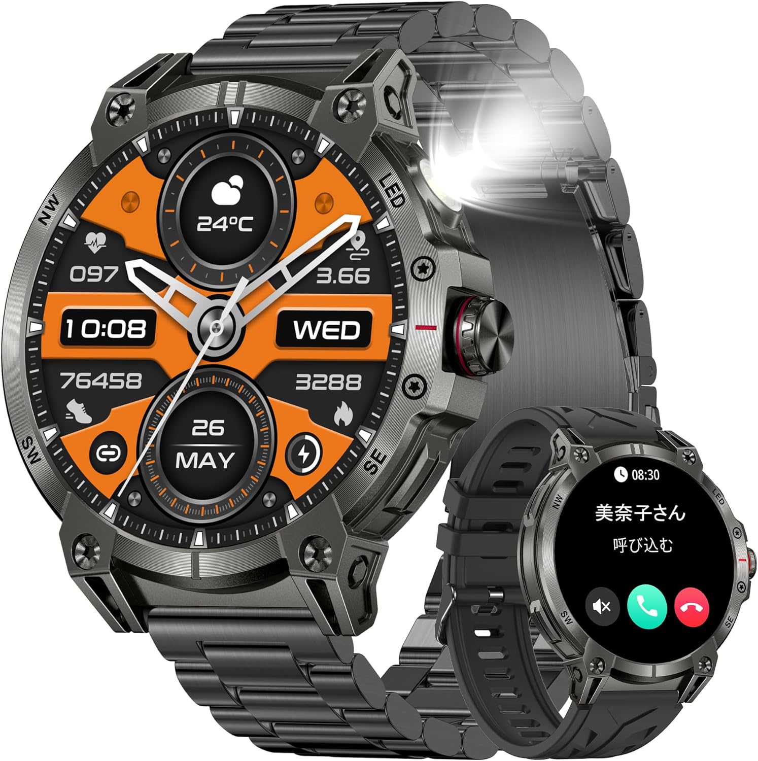 2025年改良スマートウォッチ ダイナミックアイランド搭載 高齢者向け 軍用規格 Bluetooth5.3 通話対応 IP68防水 760時間バッテリー