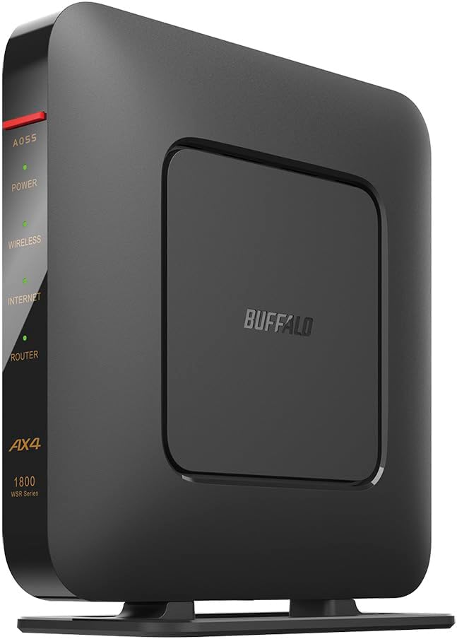 バッファロー製 Wi-Fi 6 ルーター AX1800 (11ax/11ac) LANケーブル付 573+1201Mbps 互換機種: iPhone/PS5/Nintendo Switch エコパッケージ WSR-1800AX4P/NBK