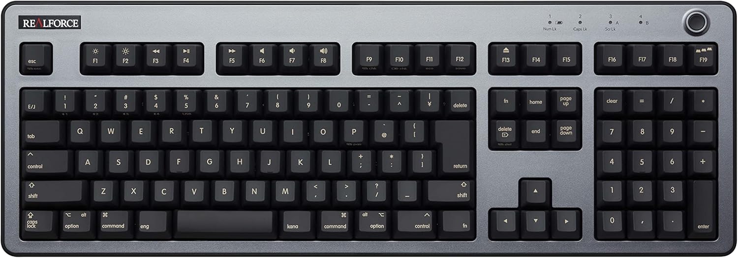 Mac用REALFORCE R3 ハイブリッドフルキーボード 日本語配列 45g ダークシルバー&ブラック