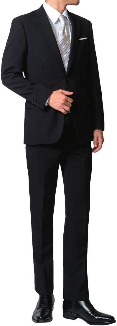 喪服 メンズ フォーマルスーツ 2つボタン ウォッシャブル ブラック (YA体〜6L)
