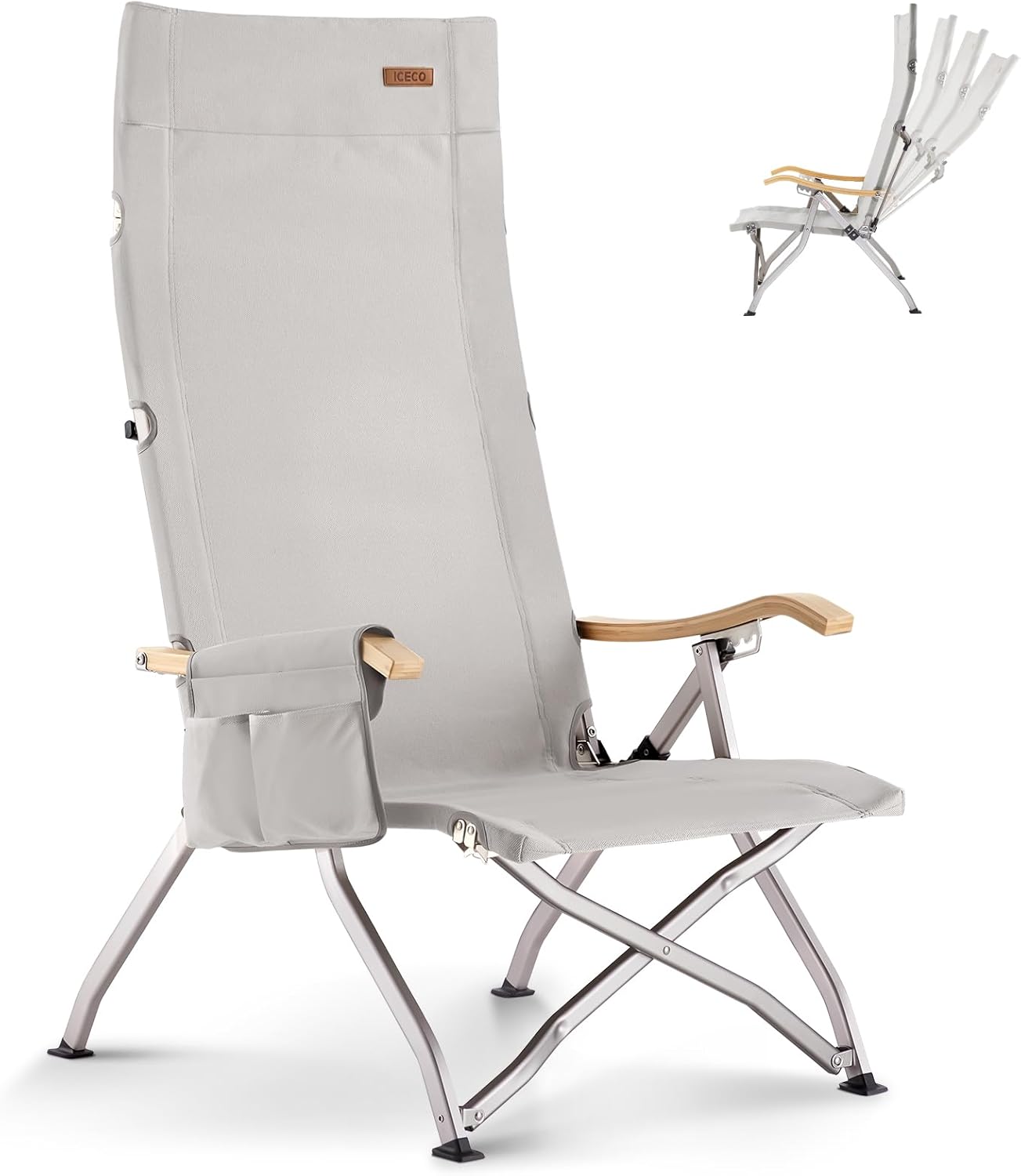 耐荷重265kgの4段階リクライニングハイバックチェア・折りたたみ式（グレー）