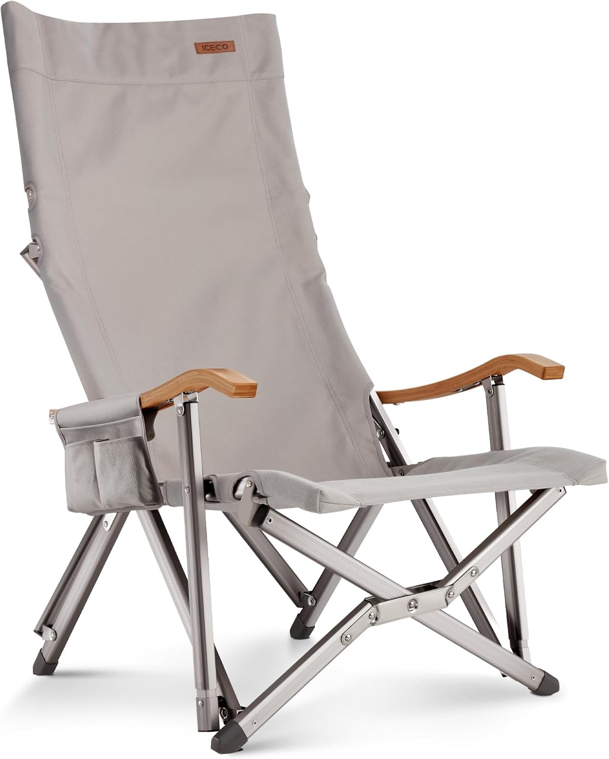 耐荷重285KG ICECO アウトドアチェア 1600D生地・A7075アルミ・折りたたみ式・コンパクト (グレー)
