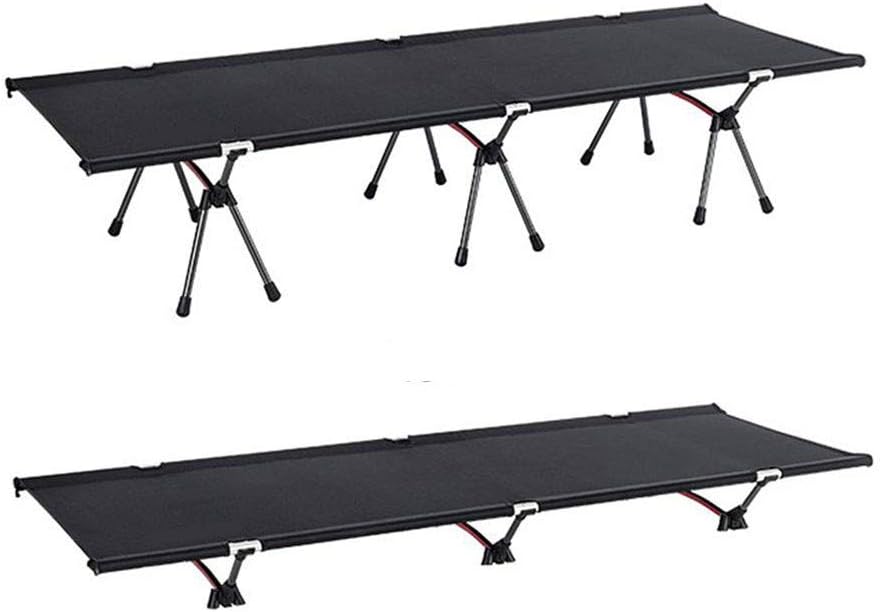 2WAYアウトドアキャンプコット 折りたたみベッド 高さ調節可能 150kg耐荷重 軽量収納袋付き (ブラック)
