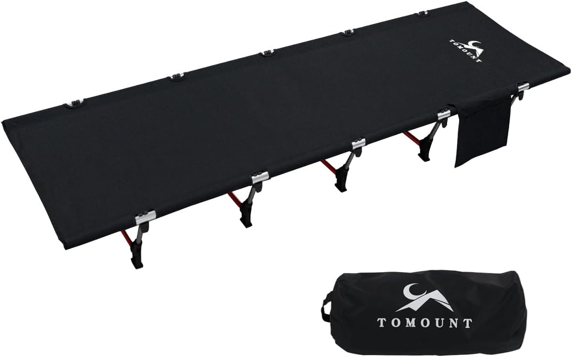 キャンプ用折りたたみベッド 軽量 コンパクト 耐荷重150kg (ブラック)