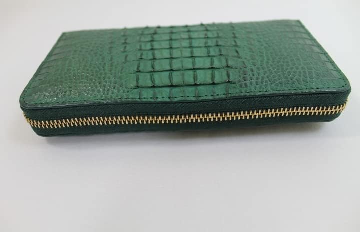 グリーンクロコダイル長財布 メンズ レディース 本物一枚革 マット加工