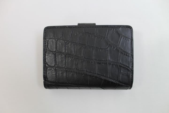 クロコダイル二つ折り財布（マット仕上げ・黒）