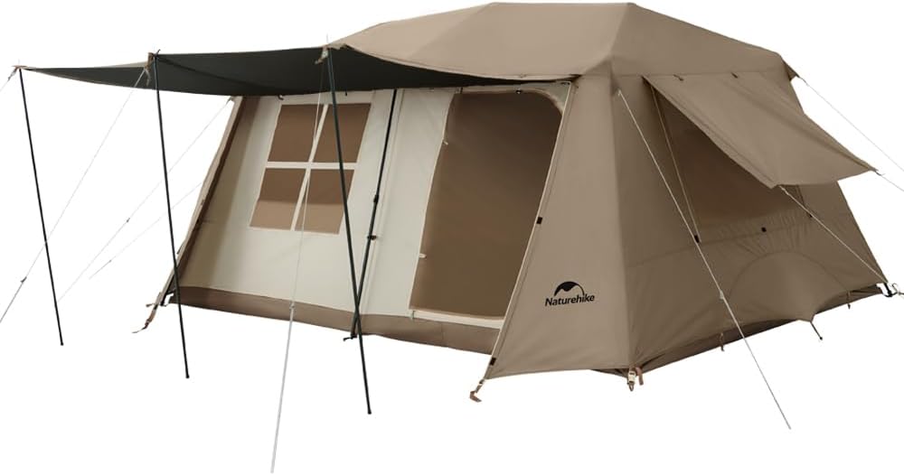 ファミリー向け Naturehike ワンタッチテント village13 Ti black 大型 2～6人用 UPF12500+ UVカット 自立式 2重層 耐水圧PU3000+ 収納袋付き