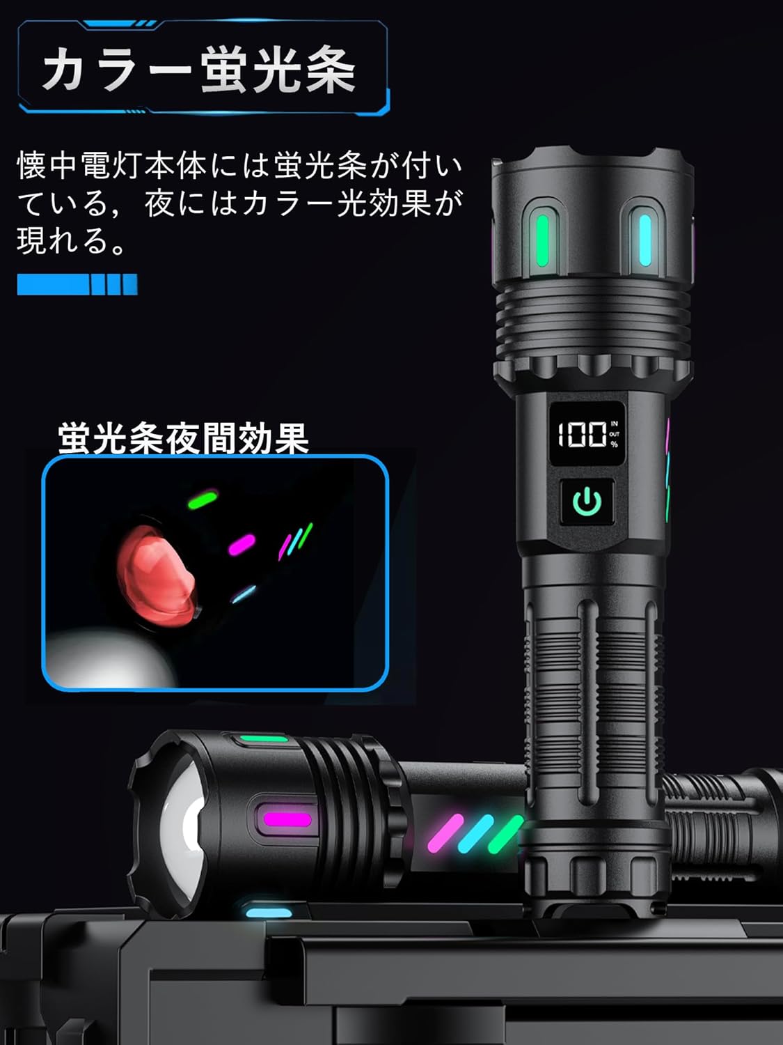【防災用】 最新型 LED 懐中電灯 5000000ルーメン 超高輝度 軍用ハンディライト USB充電式 5モード ズーム調整 防水 軽量 小型