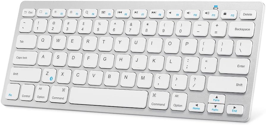 テレワーク向けウルトラスリムBluetoothワイヤレスキーボード ホワイト iOS/Android/Mac/Windows対応