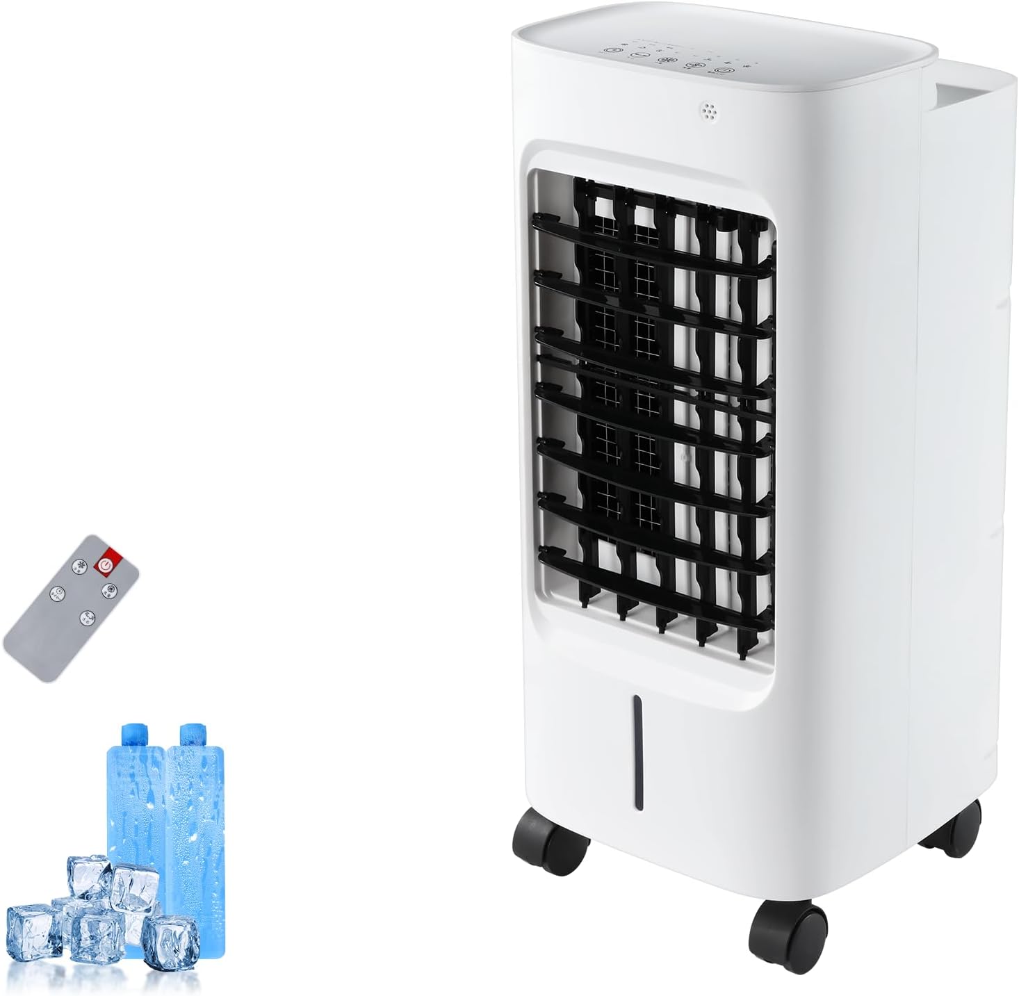 【2025最新】冷風扇 省エネ65W・静音50dB・3段階風速・リモコン付き・大容量4Lタンク・自動首振り【寝室/リビング/オフィス用】