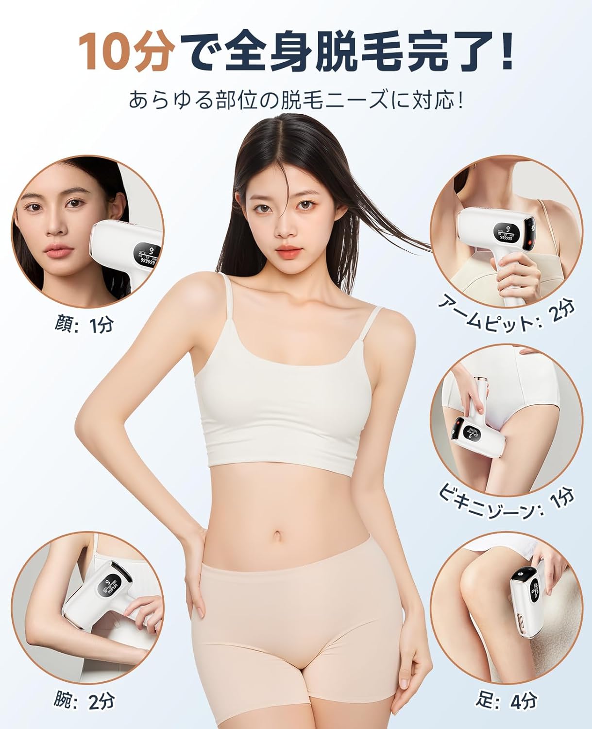 家庭用脱毛器【VIO対応・刺激レス・男女兼用】光美容器 100万発耐久 9段階調節
