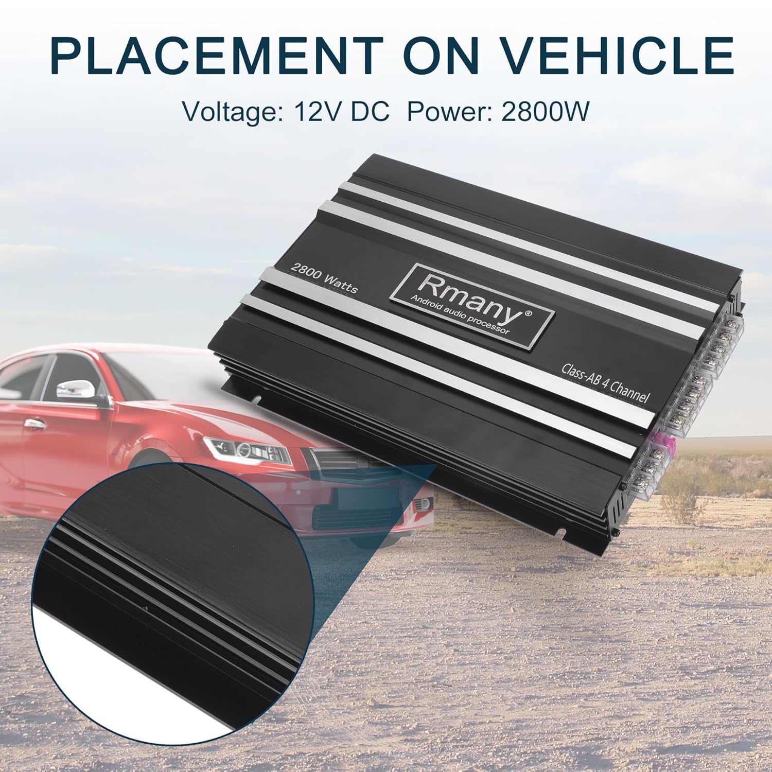 12V 4チャンネルカーアンプ 2800W対応 ブラック