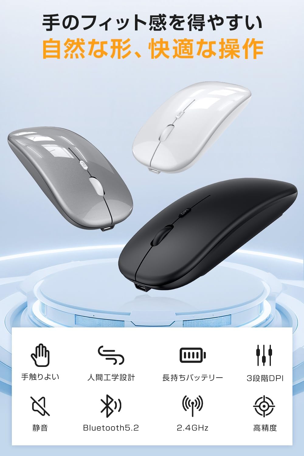 【2025新登場】軽量薄型Bluetooth無線マウス 静音・高精度・充電式・左利き対応