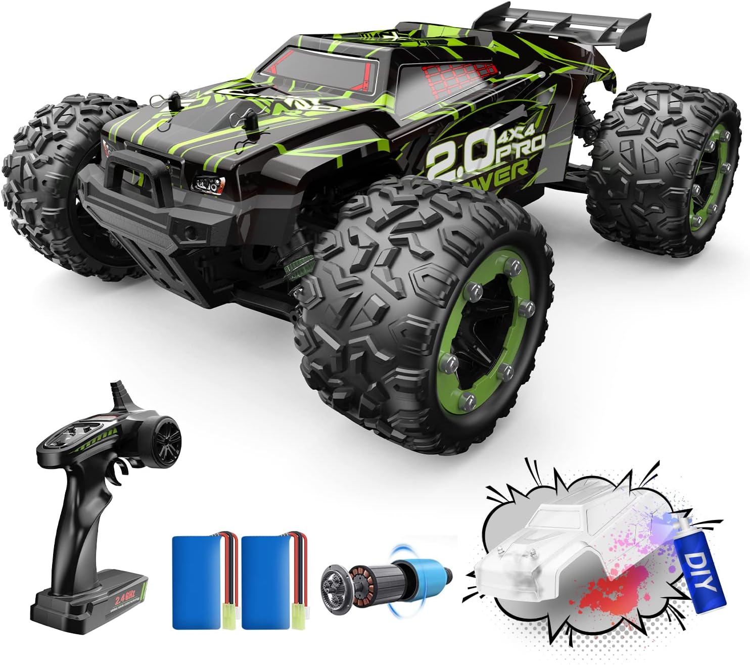 オフロード 60km/h ブラシレス RCカー 1:18スケール アップグレード版 バッテリー2個付 大人・子供向け 誕生日・こどもの日ギフト