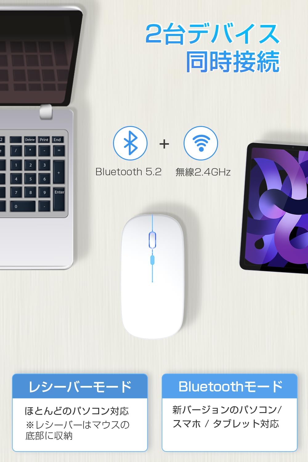 【2025年極薄型Bluetooth5.2ワイヤレスマウス】静音/小型/高感度/7色ライト/ゲーミング/省エネ/TELEC認証