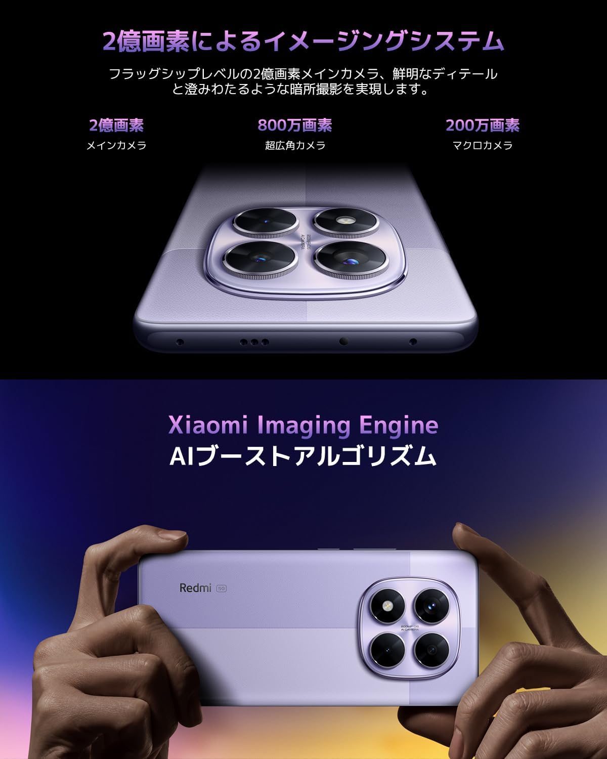SIMフリー 5Gスマートフォン Xiaomi Redmi Note Pro 14 日本語版 8GB/512GB コーラルグリーン 2億画素カメラ 5110mAhバッテリー