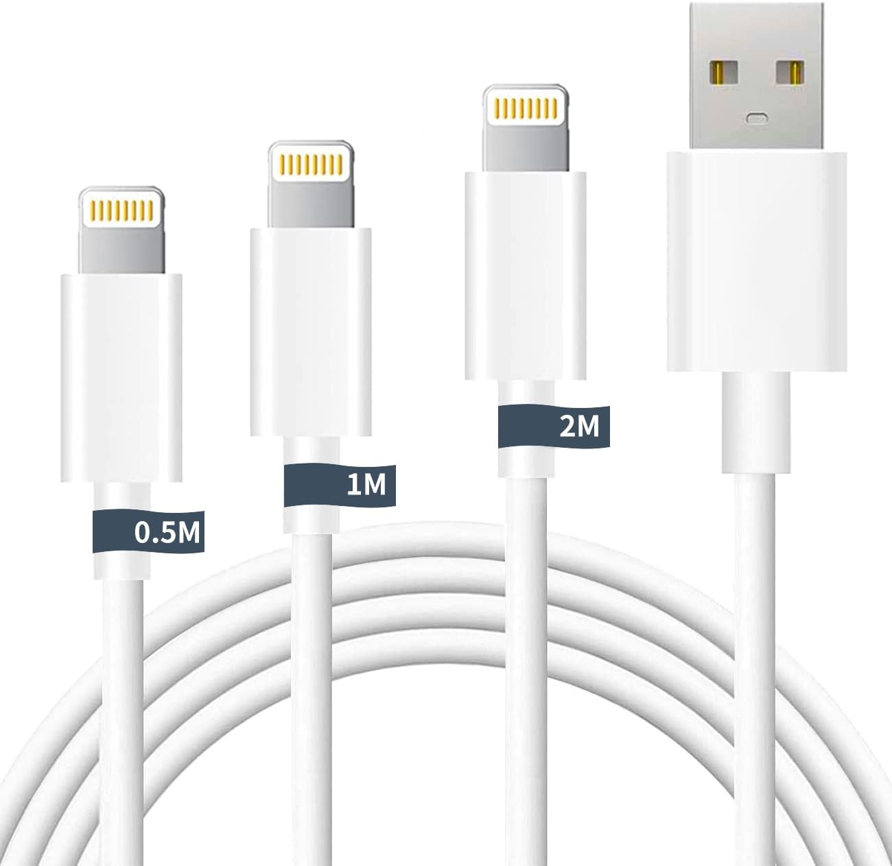 MFi認証 iPhone 充電ケーブル 3本セット 0.5M/1M/2M 急速充電 2.4A 断線防止 高耐久