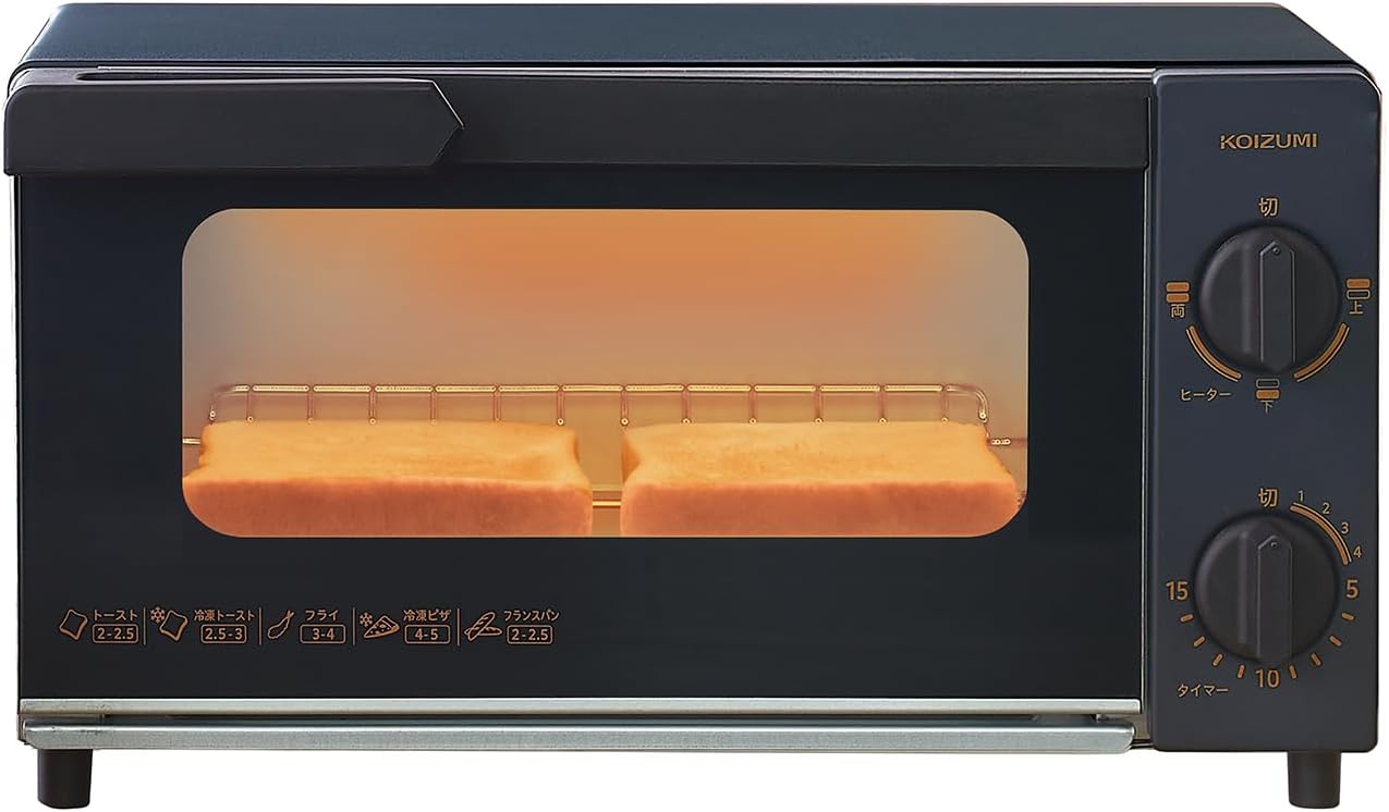 コイズミ 2枚焼きオーブントースター ブラック KOS-1032/K 1000W 温度調節3段階