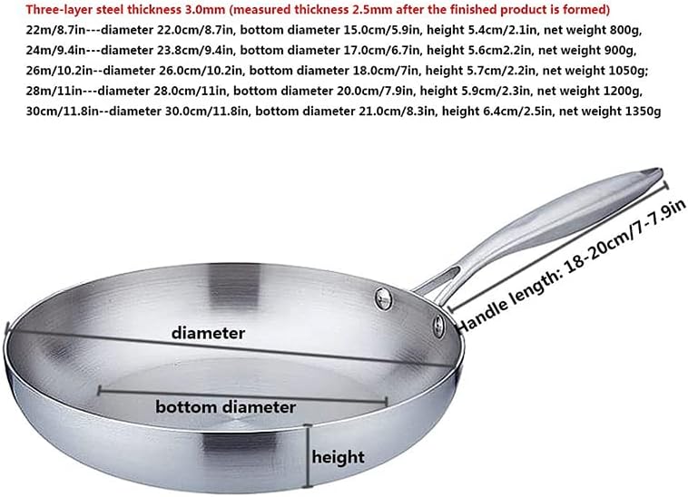 軽量ステンレス鋼フライパン 26cm IH・ガス火対応 こびりつきにくい・洗いやすい