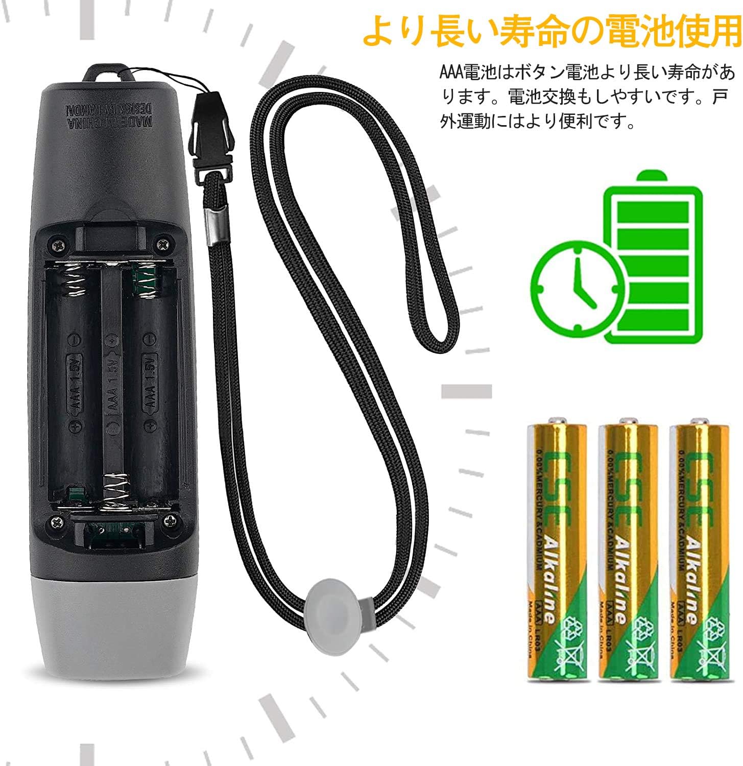 RICHJOLY 電子ホイッスル 大音量130db サッカー・バスケットボール・アウトドア用 防災・防犯対策用 3本AAA電池付き