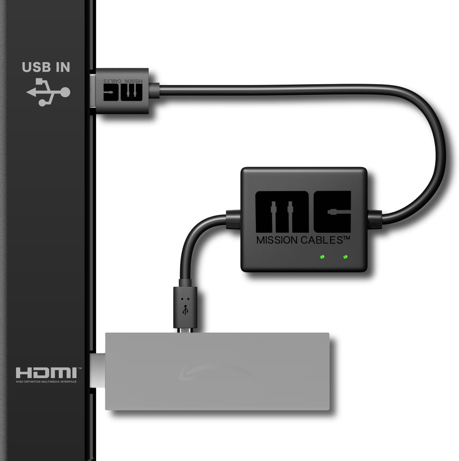壁掛けテレビ用 Mission cables TVマウントアクセサリー USB電源ケーブル（黒）