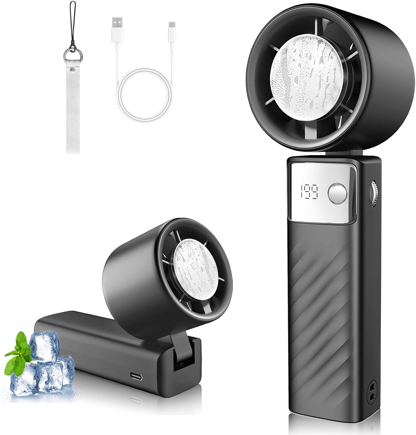 【熱中症対策】携帯型ハンディファン -20℃瞬間冷却 5400mAh大容量・無段階風量調節・静音・Type-C充電式