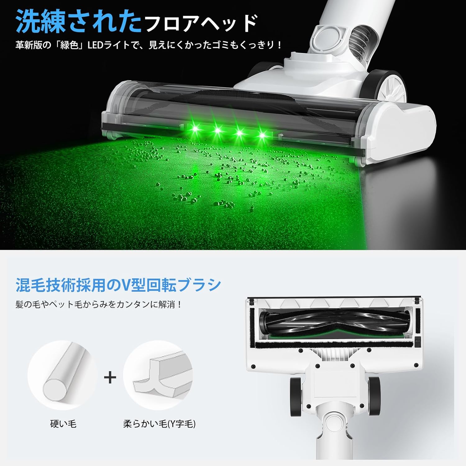 コードレス掃除機 軽量・強力吸引45000Pa・自立式・充電式壁掛けスタンド 45分稼働