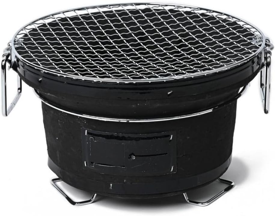 アウトドア用 炭火焼き 七輪 バーベキューコンロ 黒(Black)