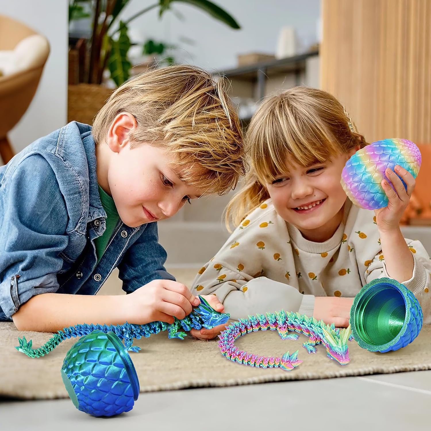 3Dプリントドラゴンの卵 おもちゃ 男の子向け 12インチ(レーザーグリーン)
