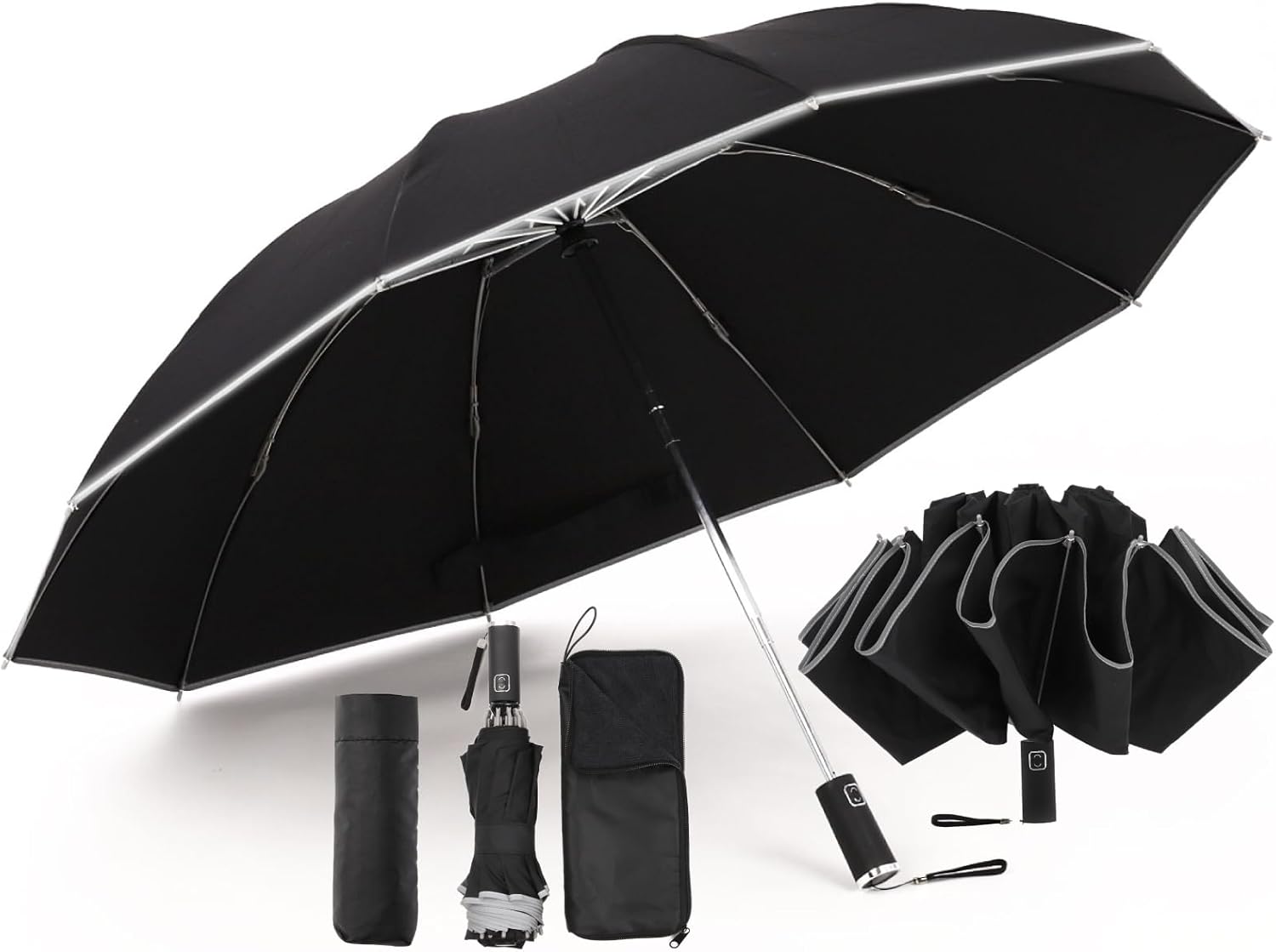 【2025最新】逆折り式大サイズ折りたたみ傘 メンズ 自動開閉 吸水傘袋付き