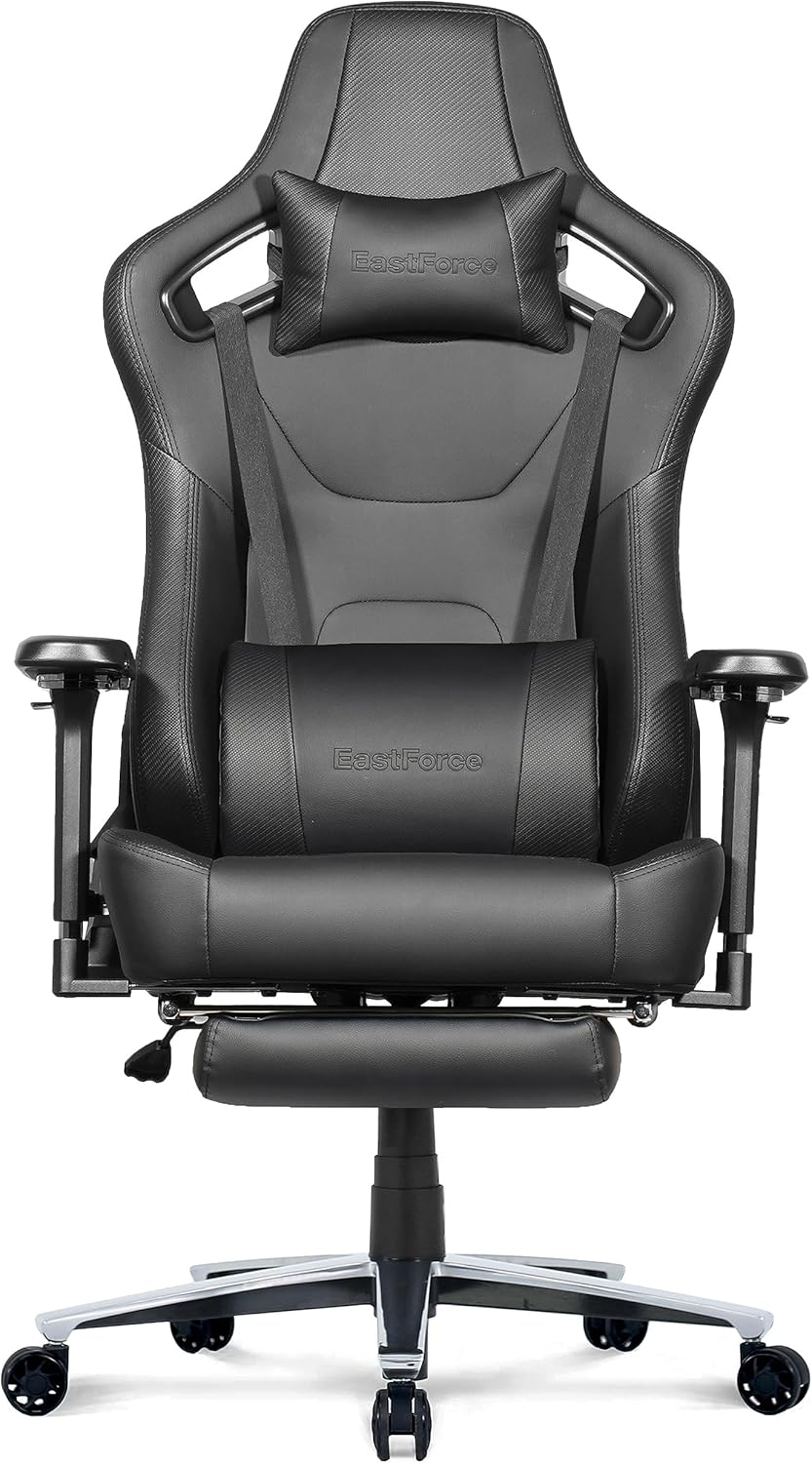 EastForce ハイエンドゲーミングチェア フットレスト付き 多機能 リクライニング180度 4Dアームレスト 調節可能ランバーサポート