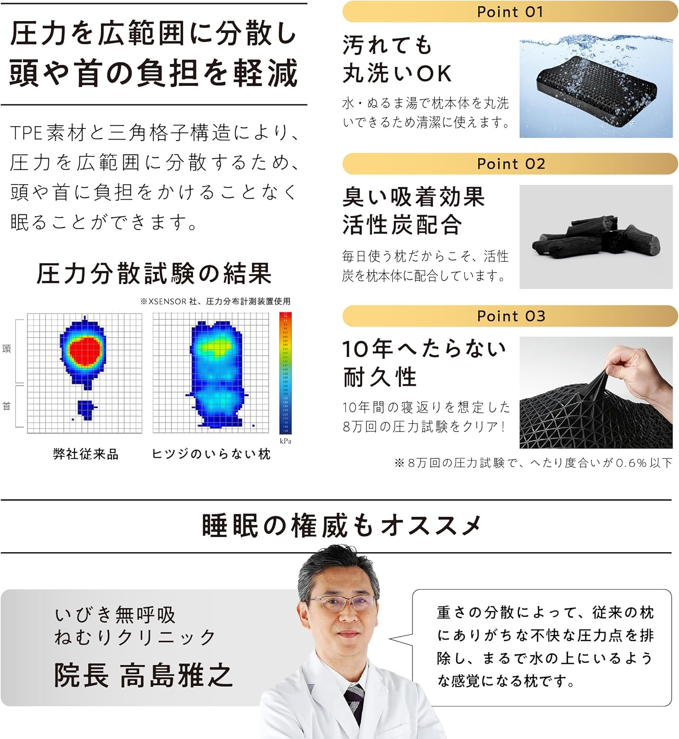 テンセル枕カバー付き低反発高反発枕 安眠寝具