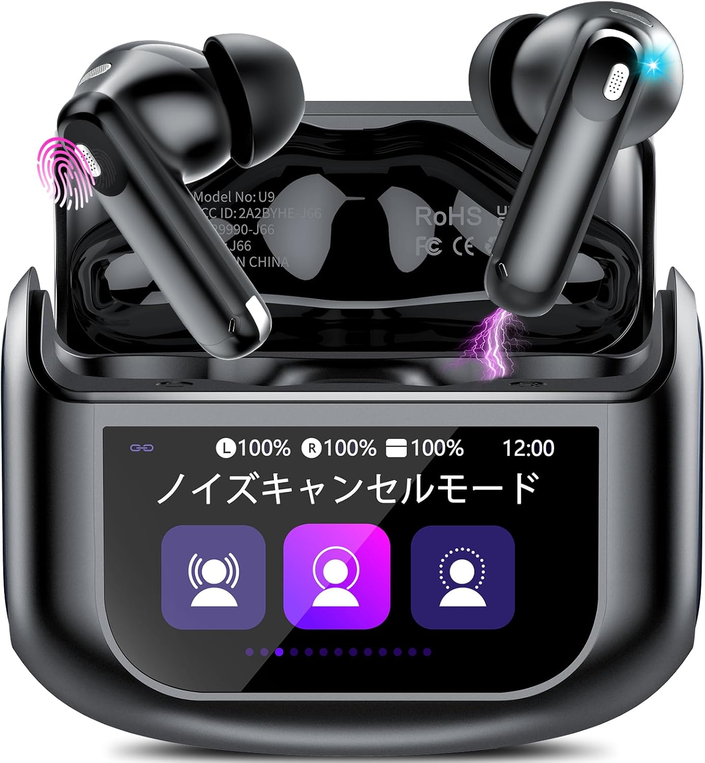 Bluetoothワイヤレスイヤホン ANC搭載 最大48時間再生 ブラック